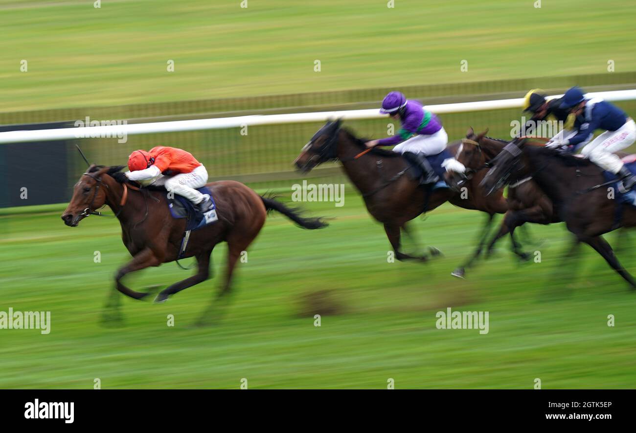 Nell Quickly ridden by Oisin Murphy wins the British EBF Premier FilliesÕ Middle Distance Handicap on Sun Chariot Day at Newmarket Racecourse. Picture date: Saturday October 2, 2021. Stock Photo