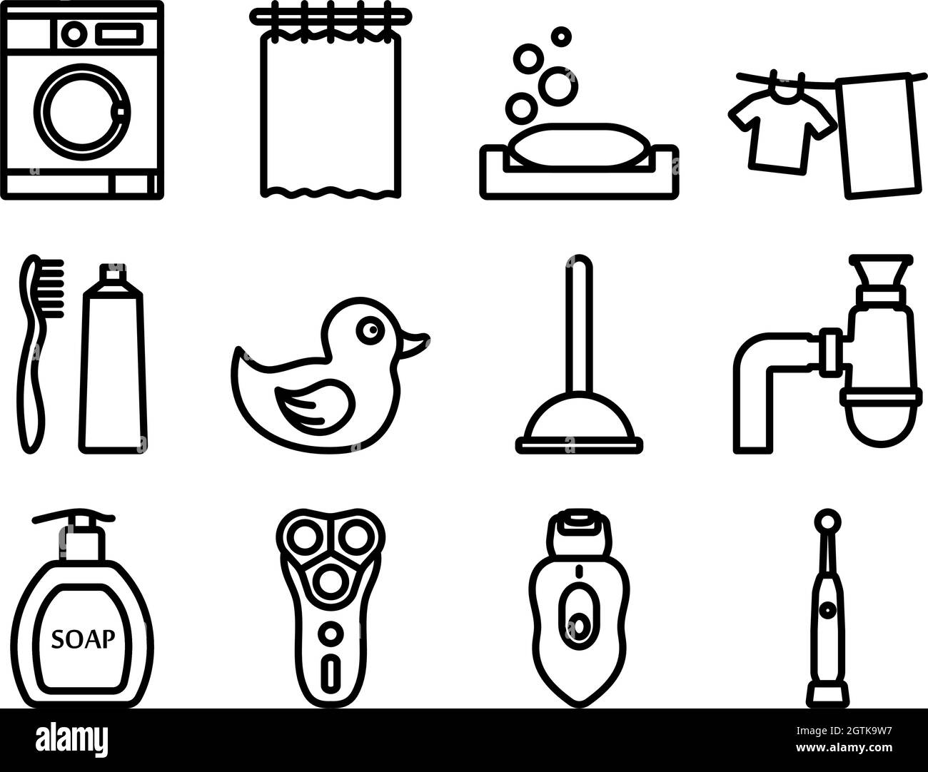 Bathroom Icon Set Stock Vector Image & Art - Alamy