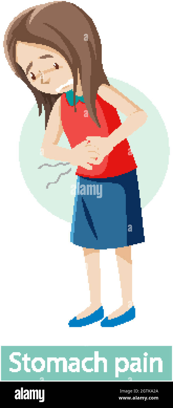 Cartoon character with stomach pain symptoms Stock Vector Image & Art -  Alamy