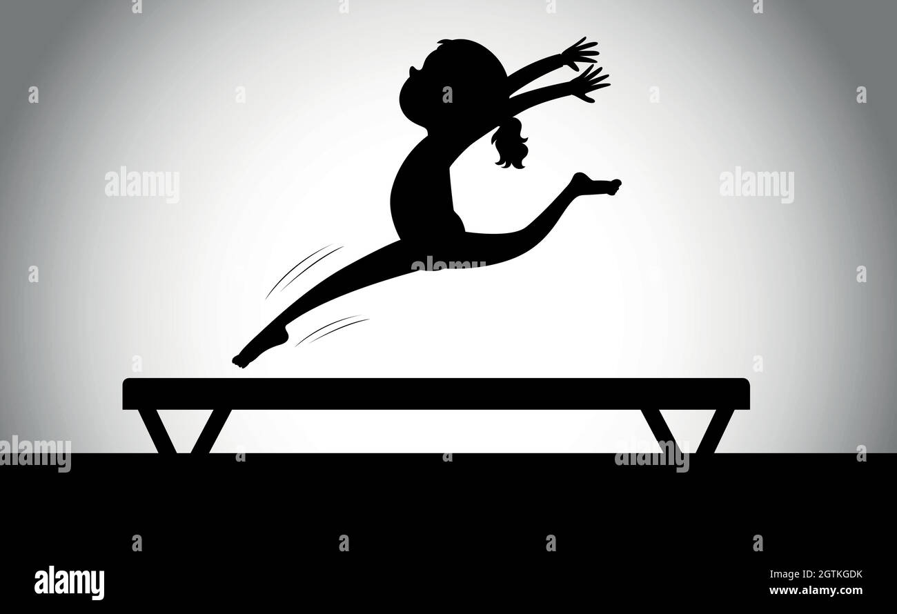 Girl dancing on gymnatsic beam silhoutte Stock Vector