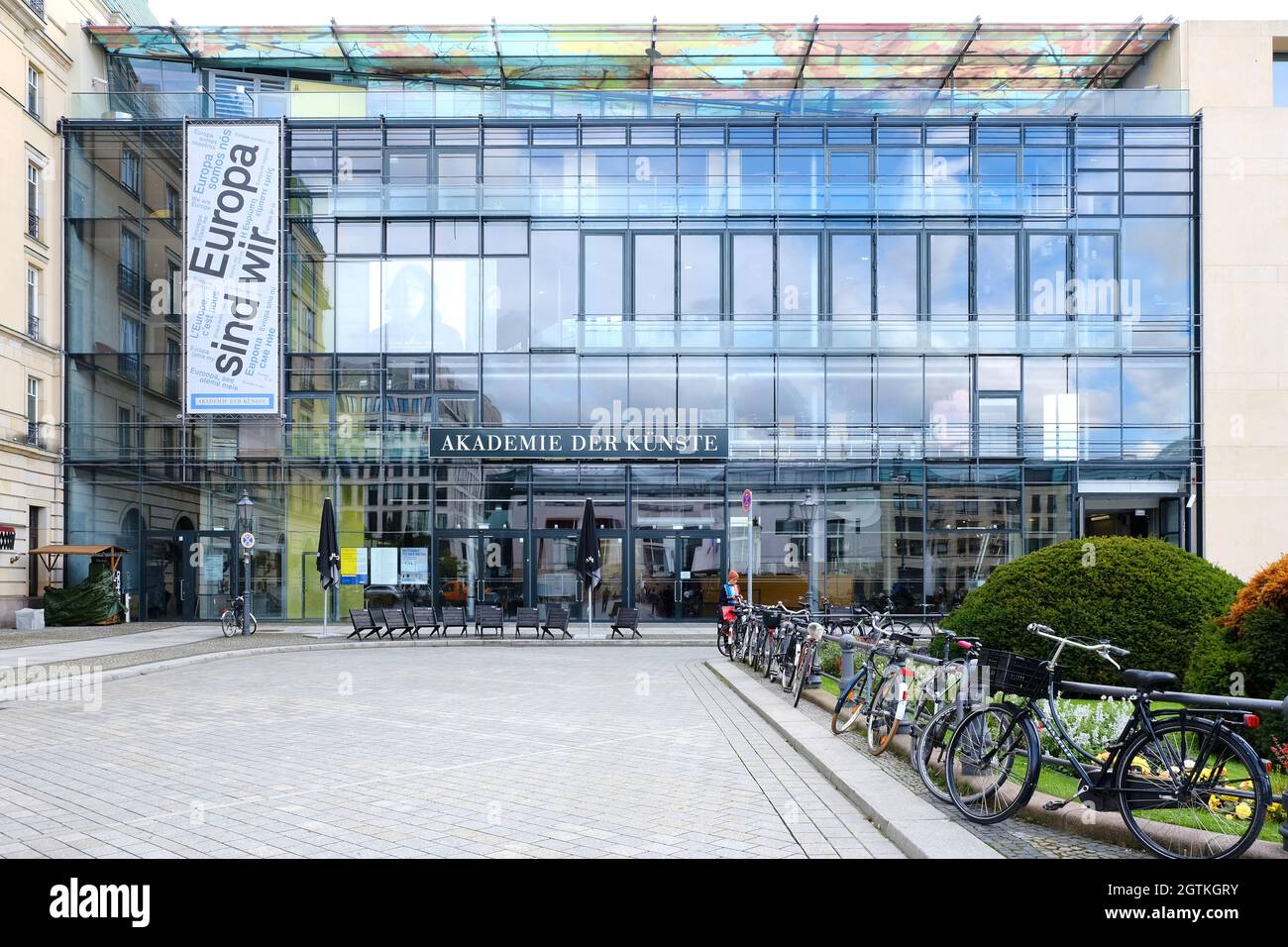 Berlin, Germany, September 30, 2021, Akademie der Künste with large poster: 'Europe is us'. Stock Photo