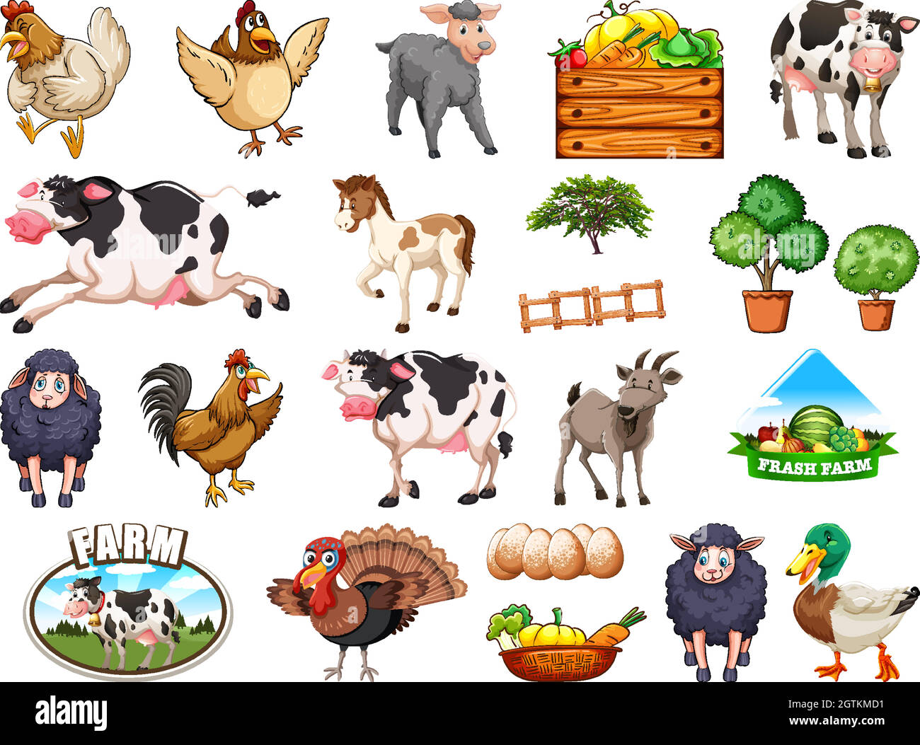 Set of farm animals Stock Vector