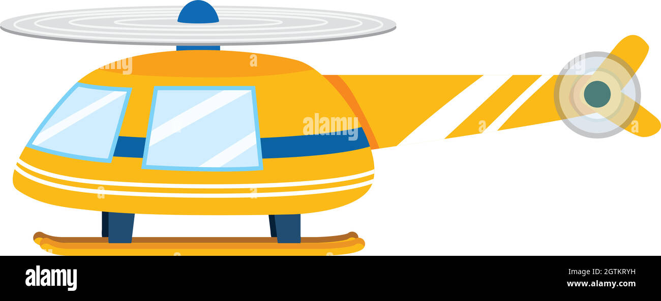 A Yellow Helicopter on White Background Stock Vector