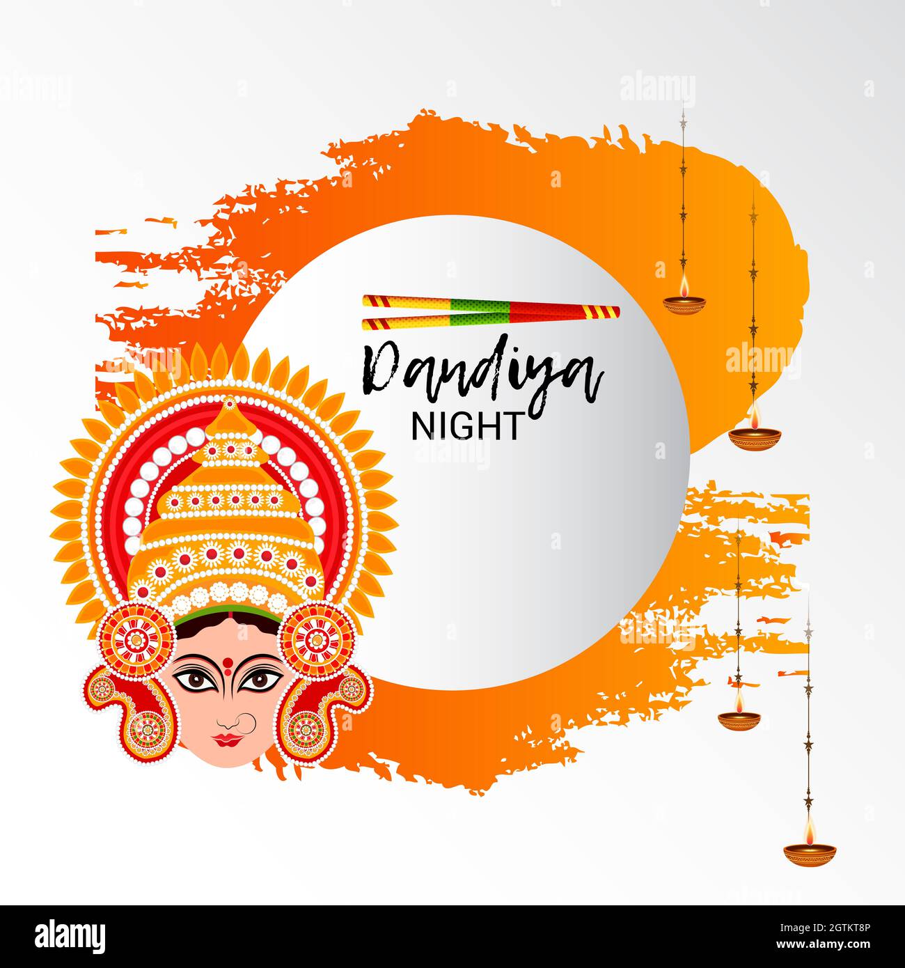 Vector illustration of a Background for Happy Navratri Celebration, Hindu  Navratri festival Stock Photo - Alamy