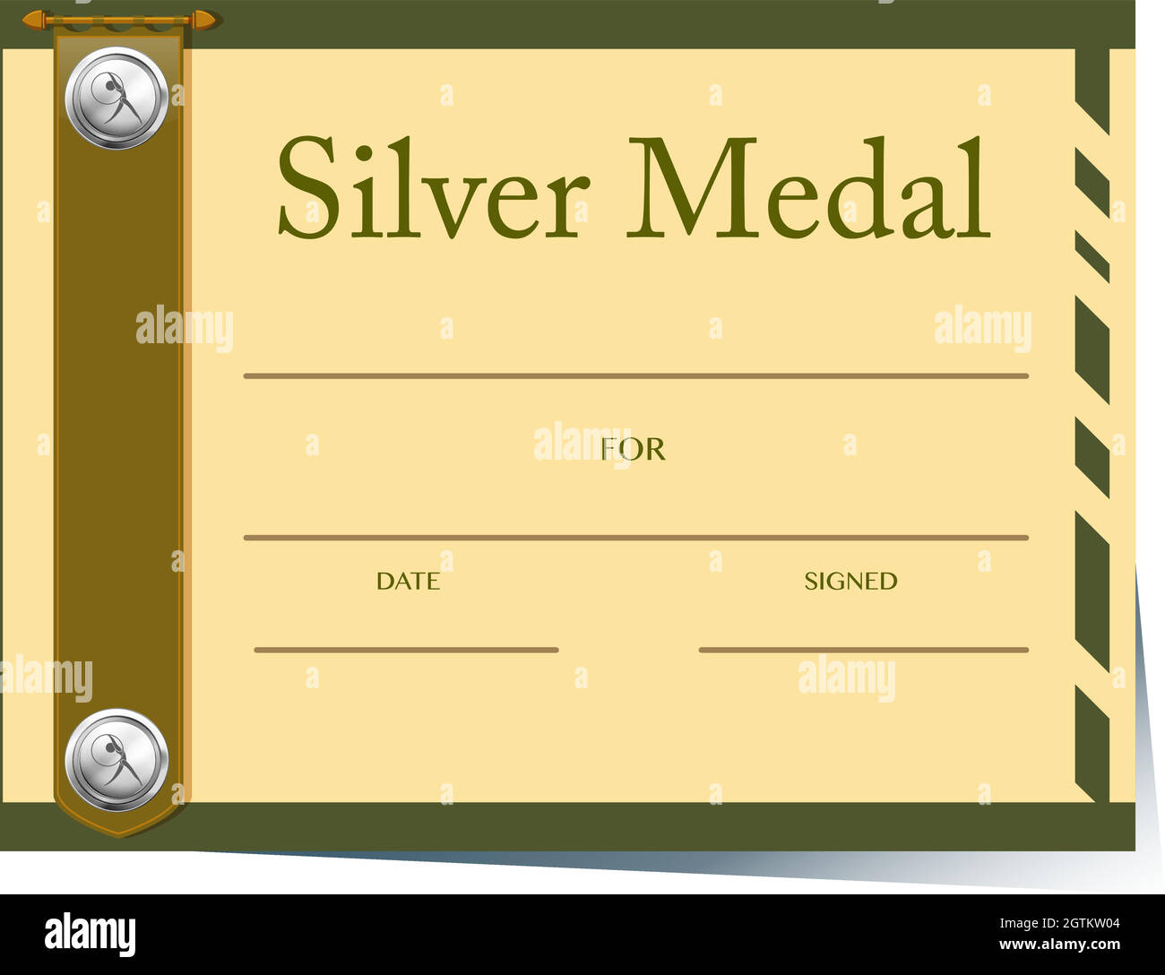 Certificate template for silver medal Stock Vector