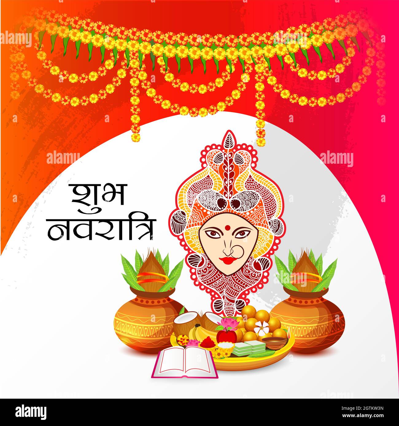 Vector illustration of a Background for Happy Navratri Celebration, Hindu  Navratri festival Stock Photo - Alamy