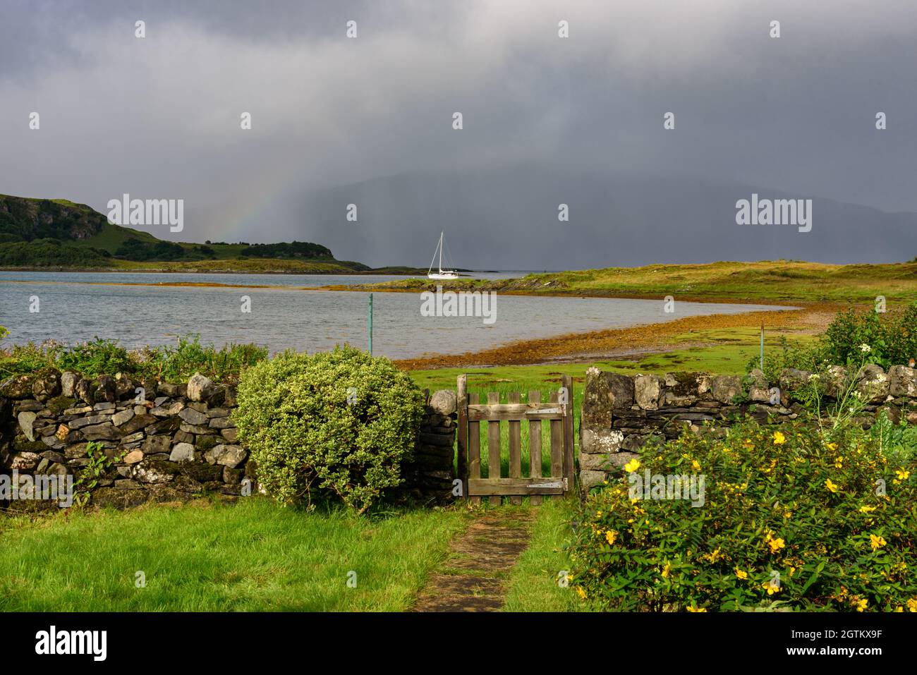 The sheltered bay at Port Ramsay on The Isle of Lismore in Argyll