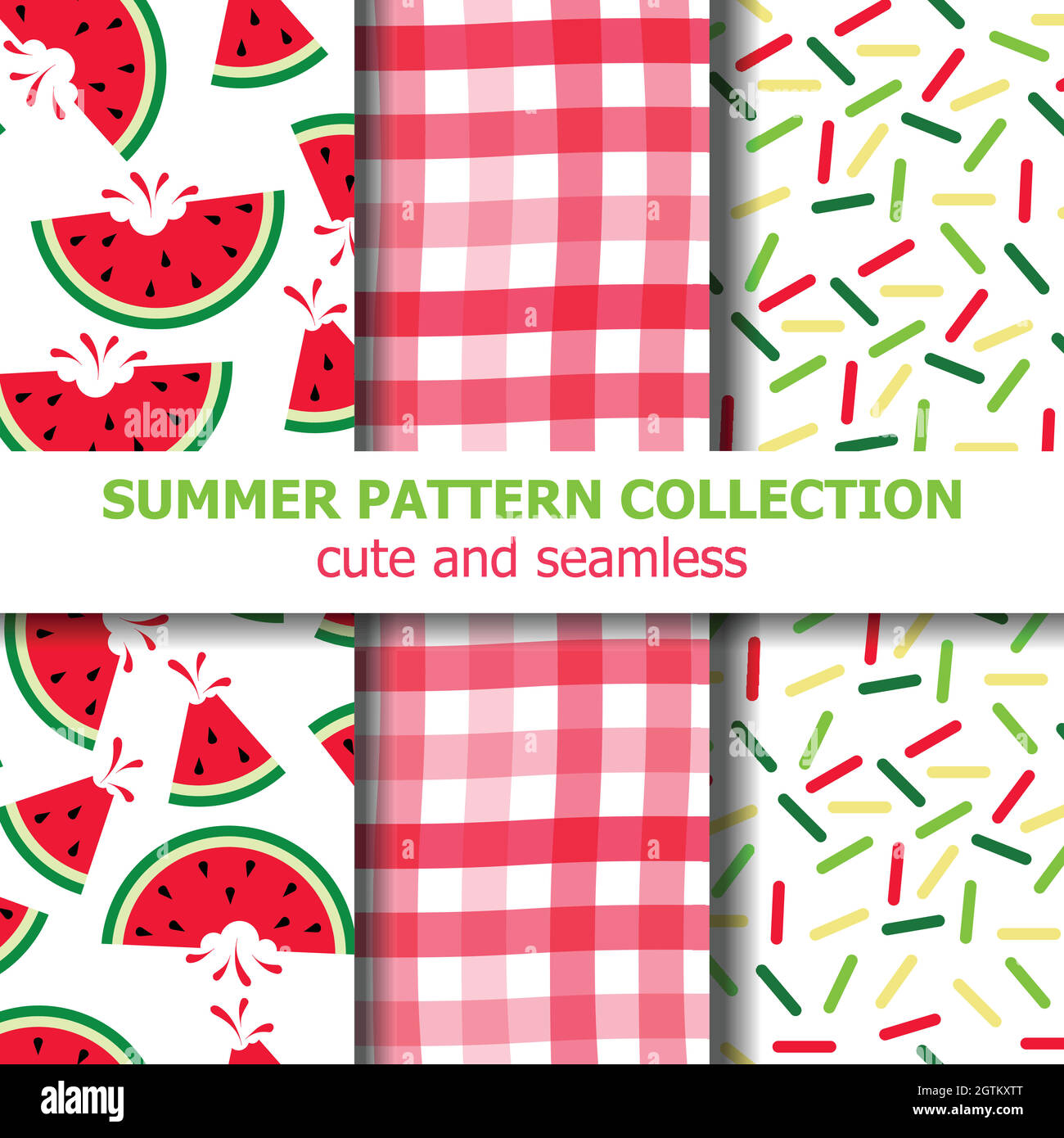 summer pattern collection. Watermelon theme. Summer banner Stock Vector