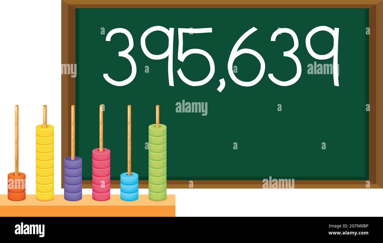 An abacus and number on blackboard Stock Vector