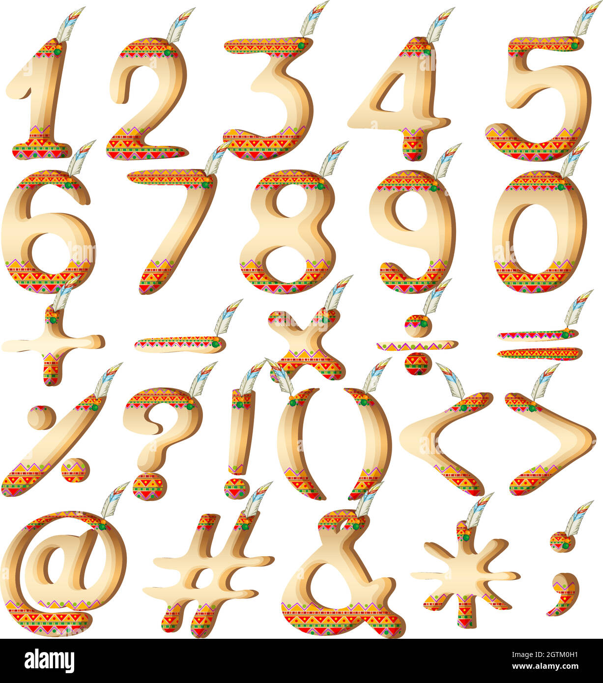 Numeric figures in Indian artwork Stock Vector