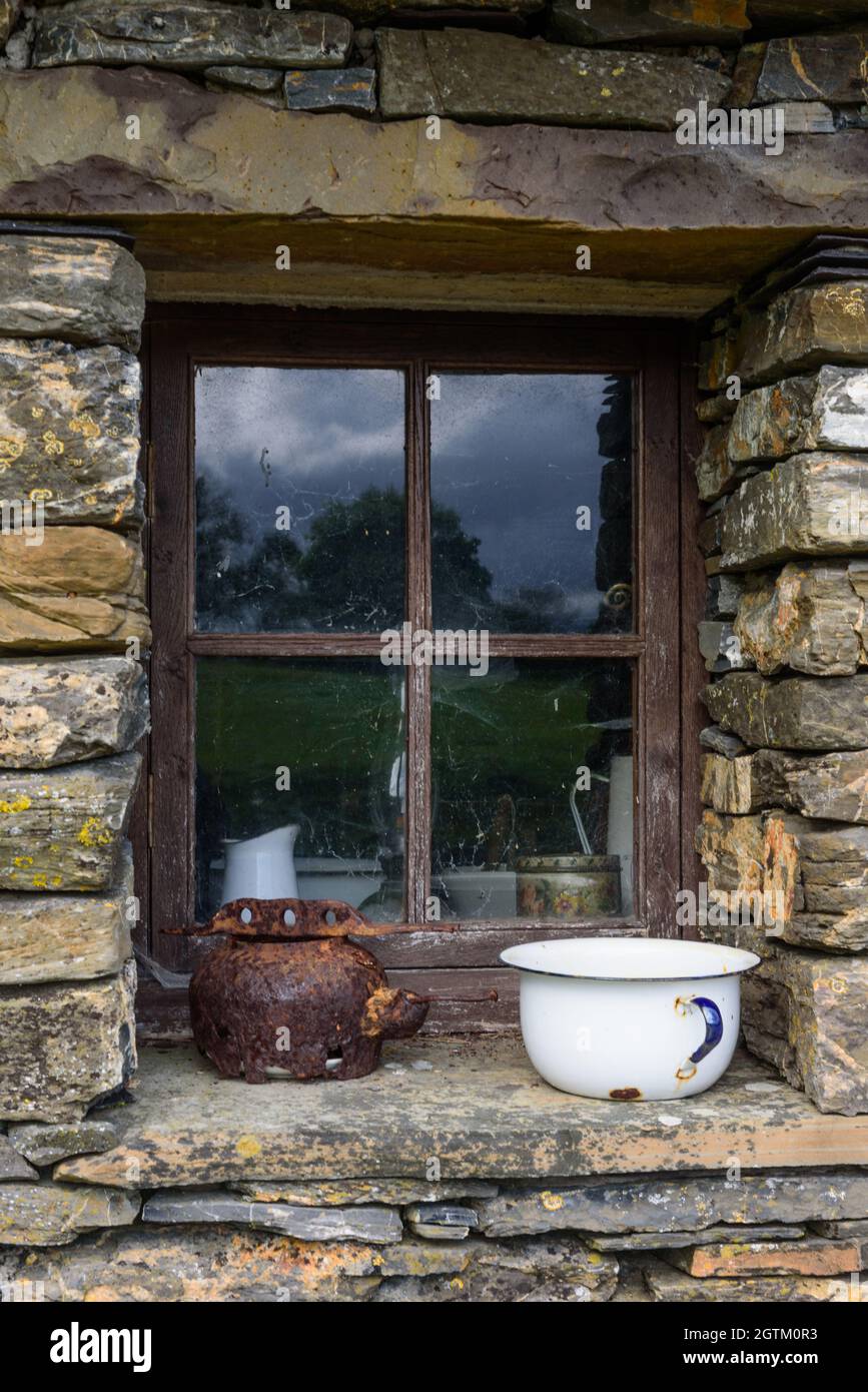 Window at the Gaelic Heritage Centre one Lismore in Argyll, Scotland Stock Photo