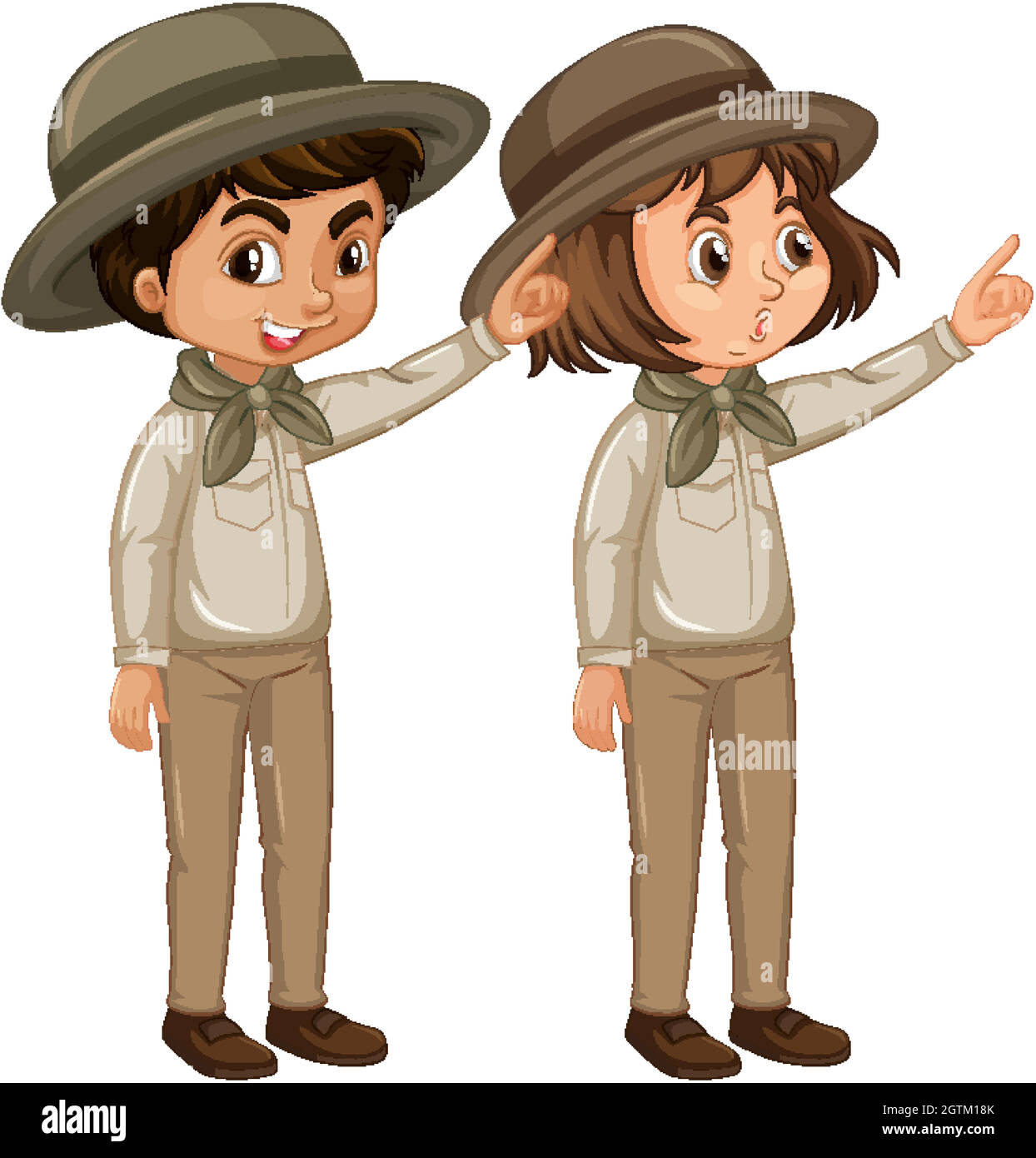 Boy and girl in scout uniform on white background Stock Vector Image ...