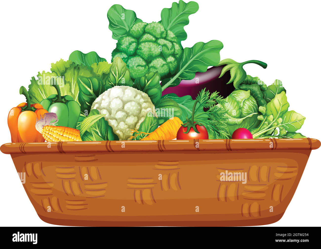 Hand-holding-vegetable-basket-harvest. Illustration of a hand holding a  basket full of crop fruit vegetable harvest. | CanStock
