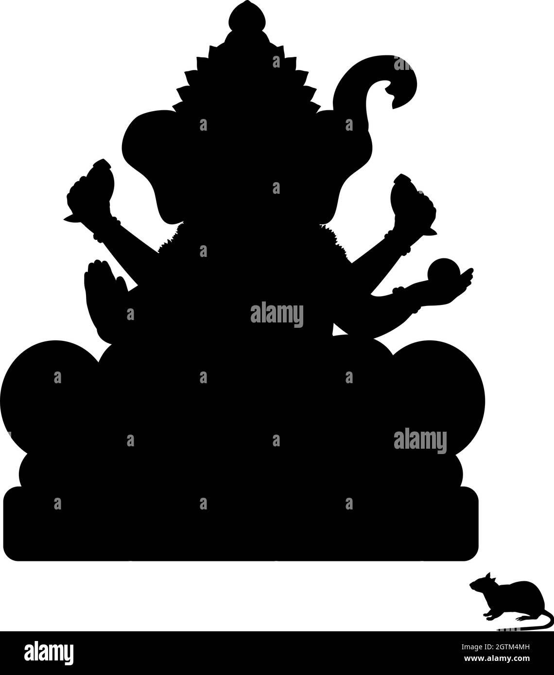 Silhouette of Indian Goddess Genesha. Happy Genesha Chaturhti. Pancha Ganapati festival. Illustration symbol icon Stock Vector