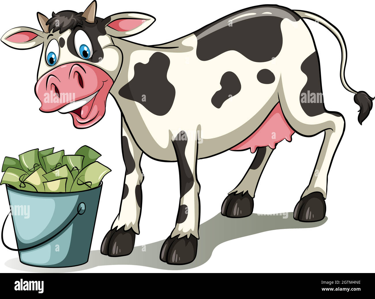 A cow watching the pail Stock Vector