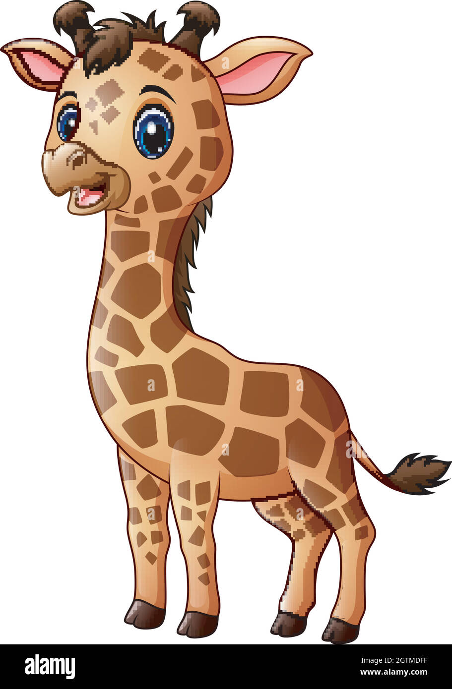 Cute giraffe cartoon isolated on white background Stock Vector