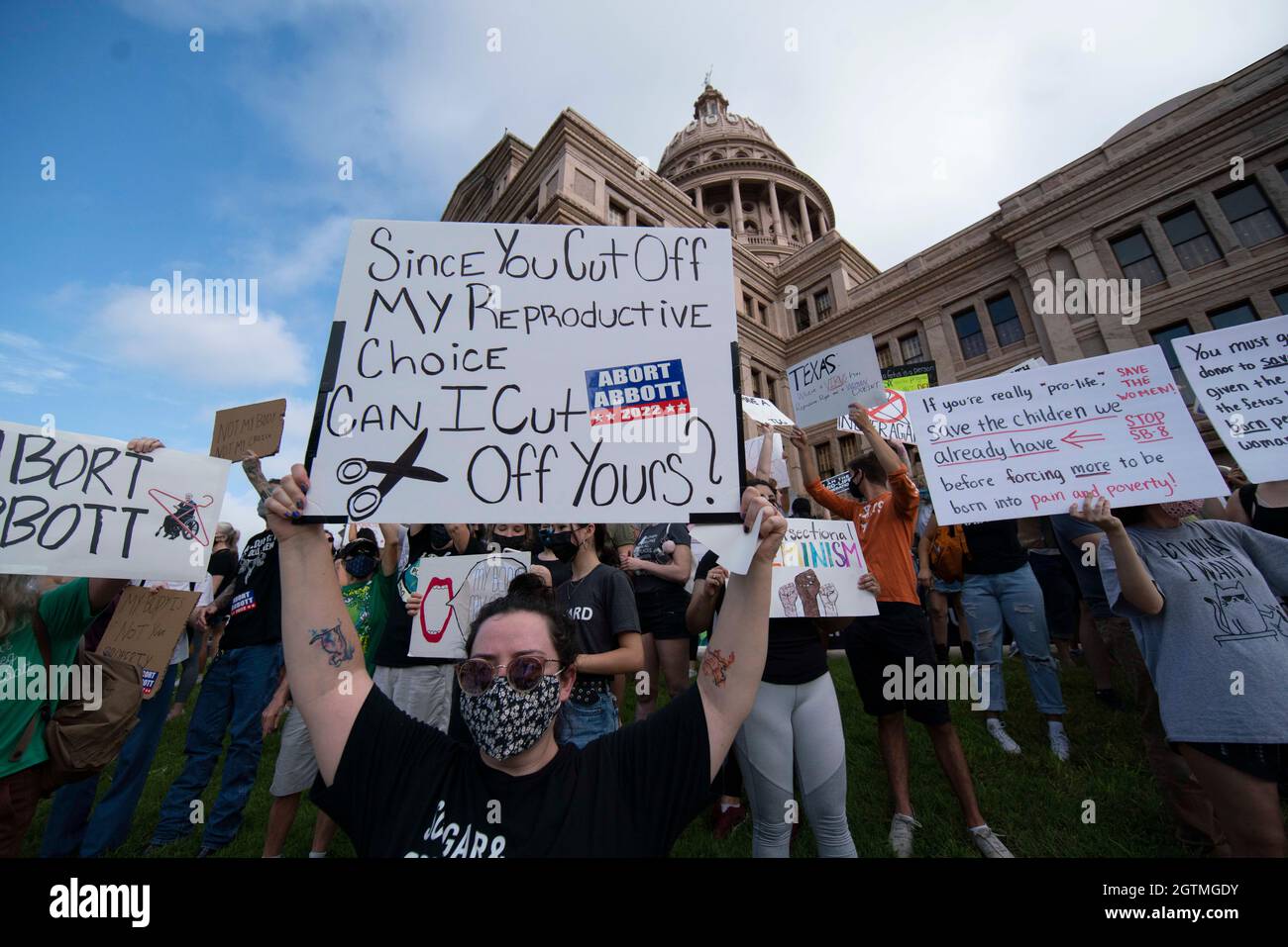 Austin Texas USA, Oct. 2 2021 Several thousand Texas women rally at