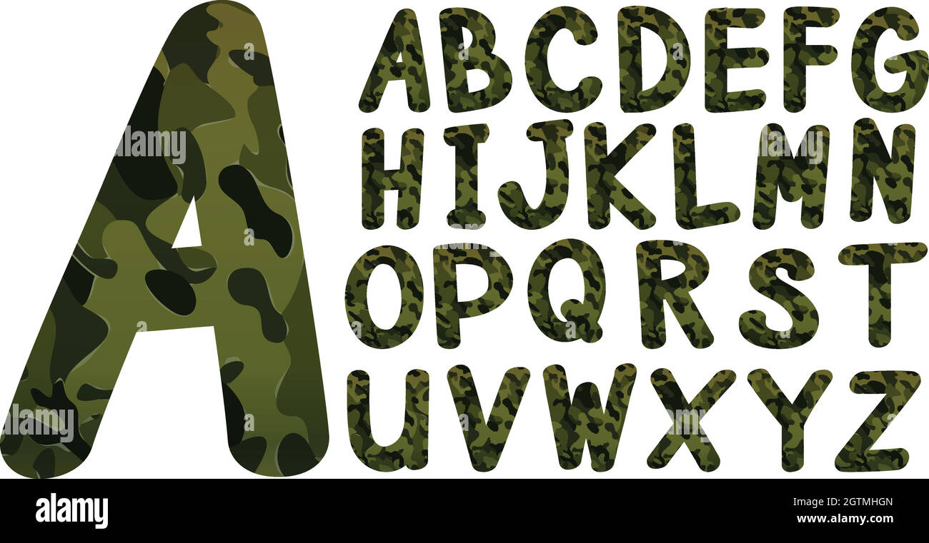 English font design with military theme Stock Vector