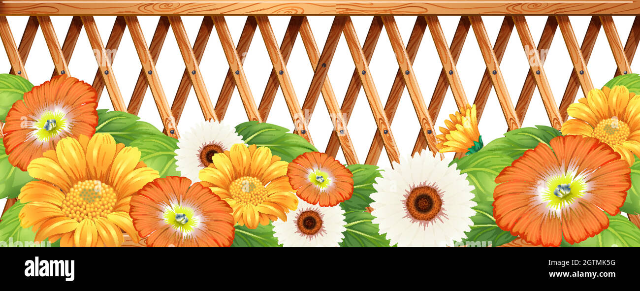 A fence with flowers Stock Vector