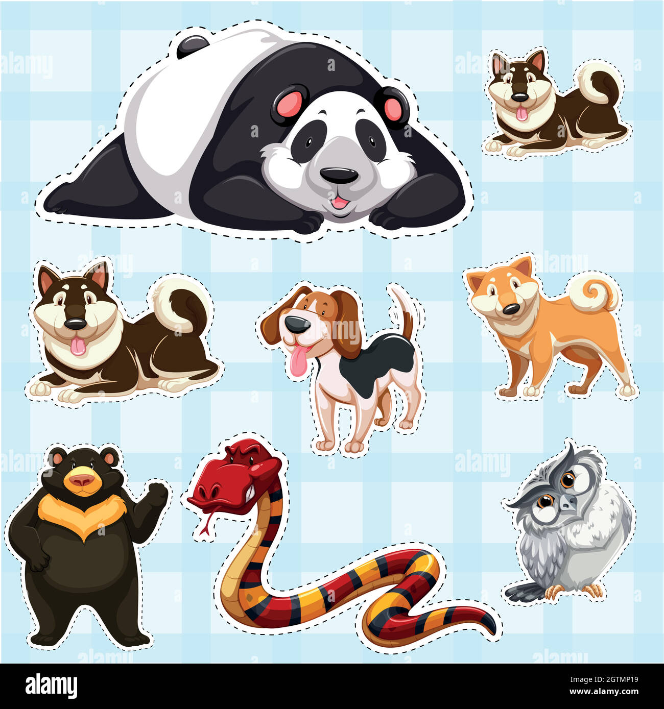 Sticker set of wild animals on blue background Stock Vector Image & Art ...