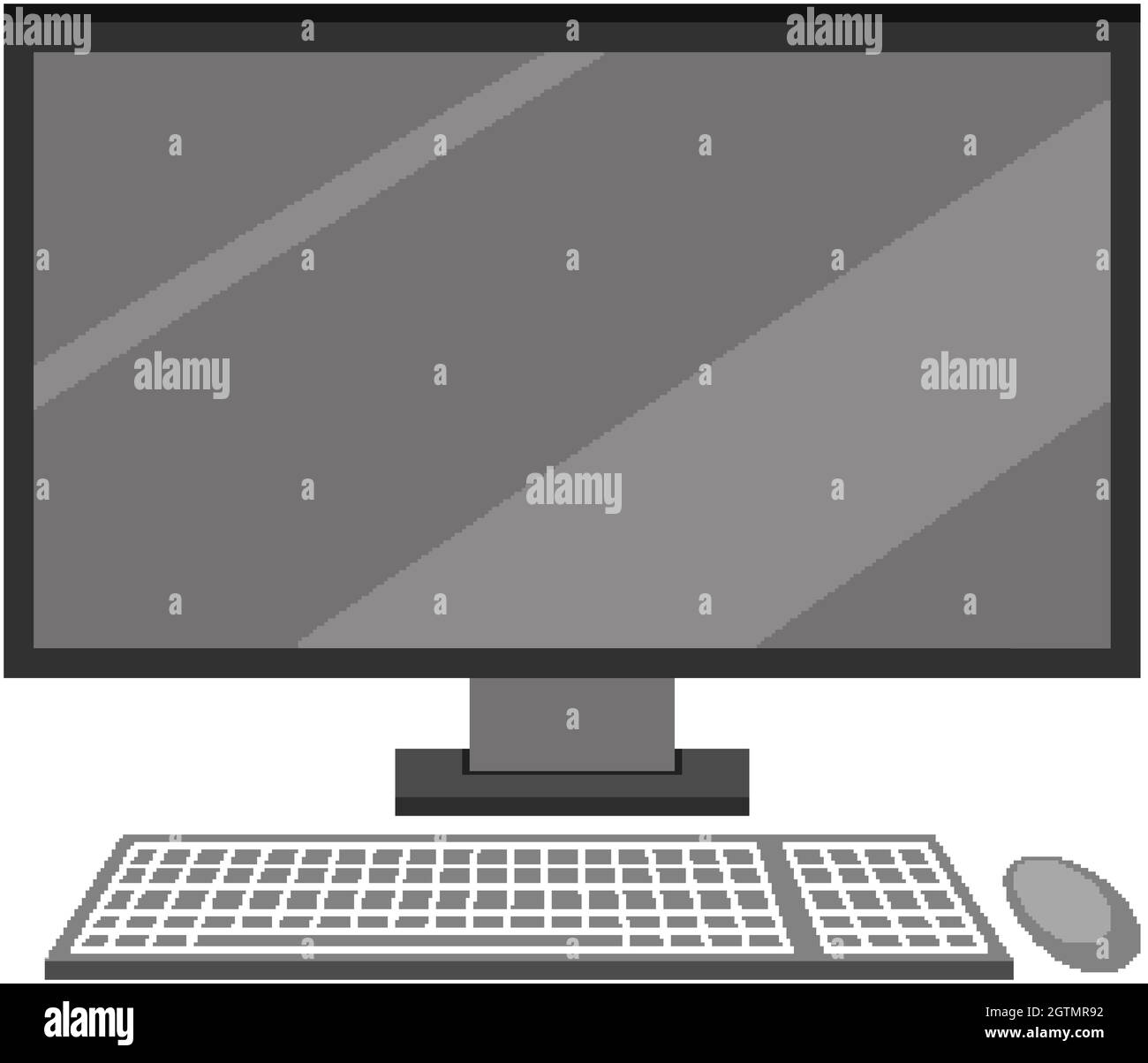 Front of Computer display with mouse and keyboard Stock Vector