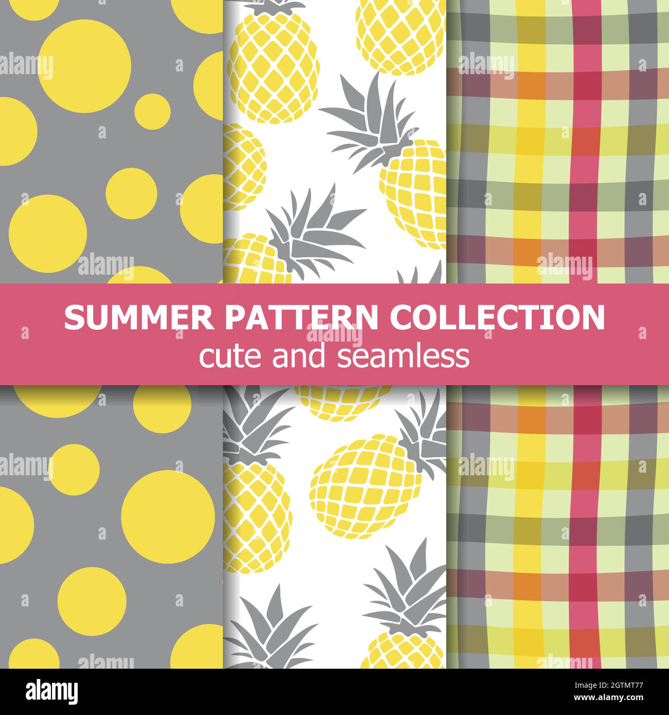 Exotic summer pattern collection. Pineapple theme. Summer banner. Stock Vector