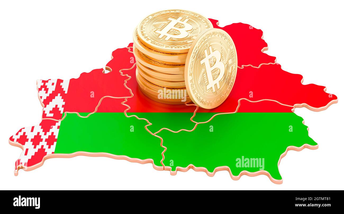 Bitcoin cryptocurrency in Belarus, 3D rendering isolated on white  background Stock Photo - Alamy