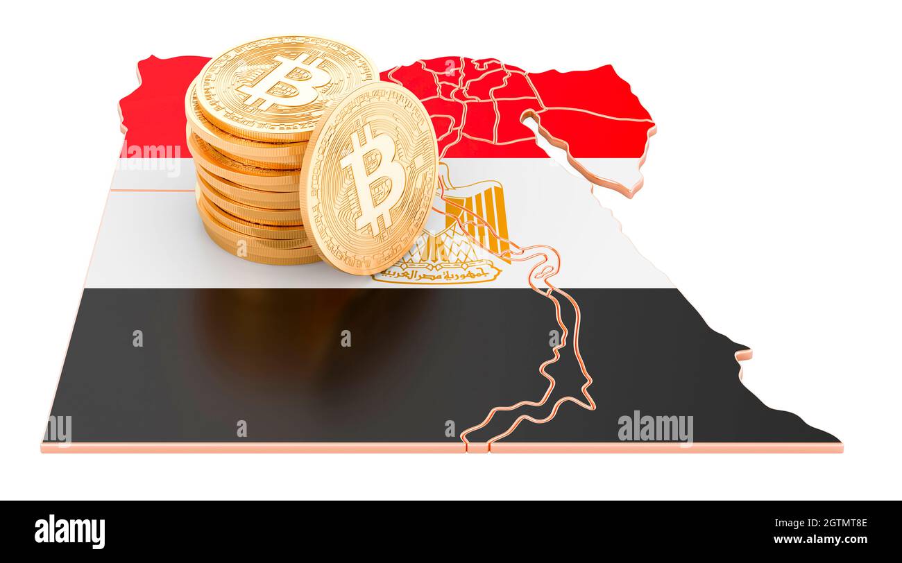 Egypt flag on a bitcoin cryptocurrency coin. 3D Rendering Stock Photo -  Alamy