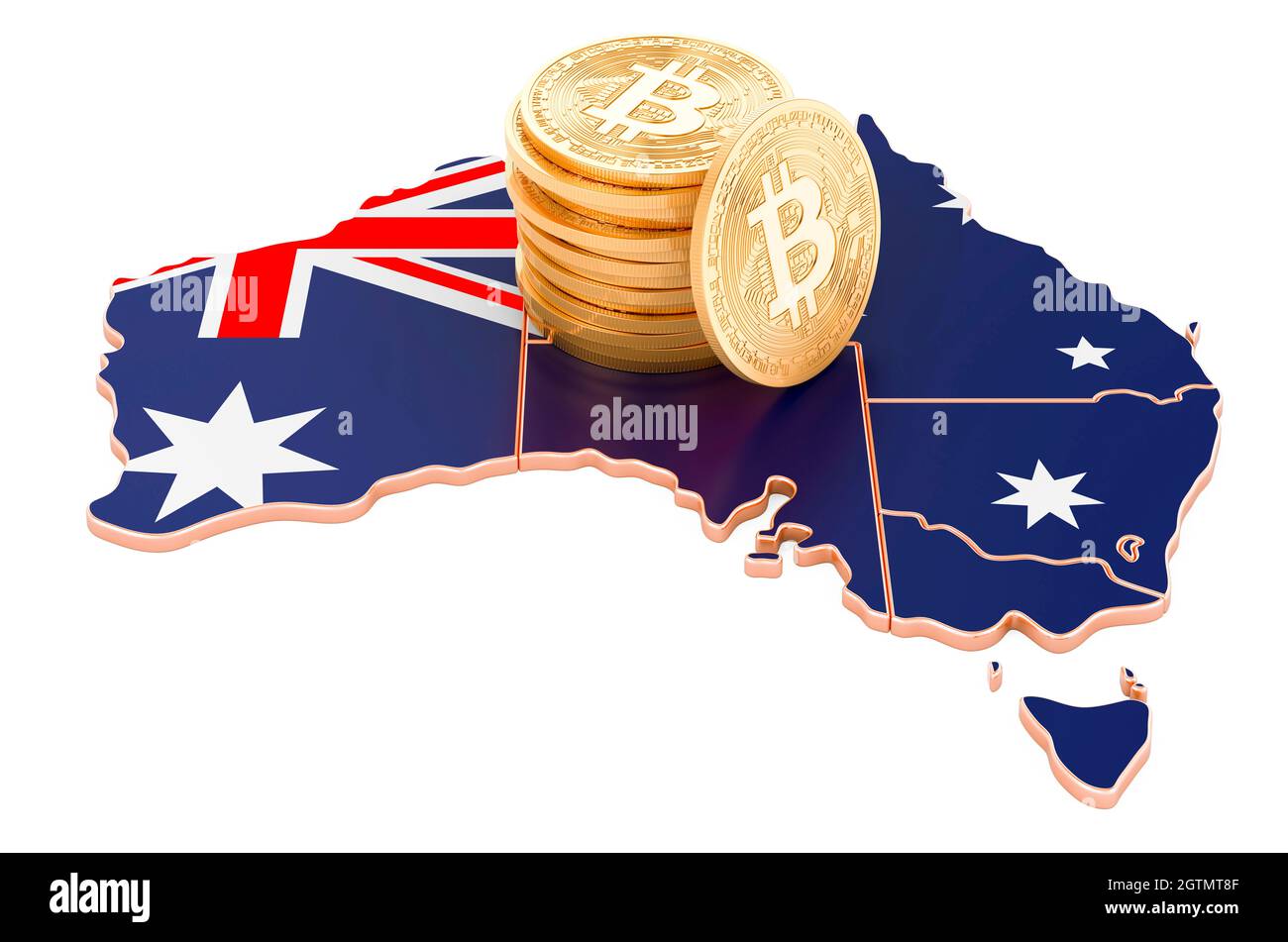 Bitcoin cryptocurrency in Australia, 3D rendering isolated on white  background Stock Photo - Alamy