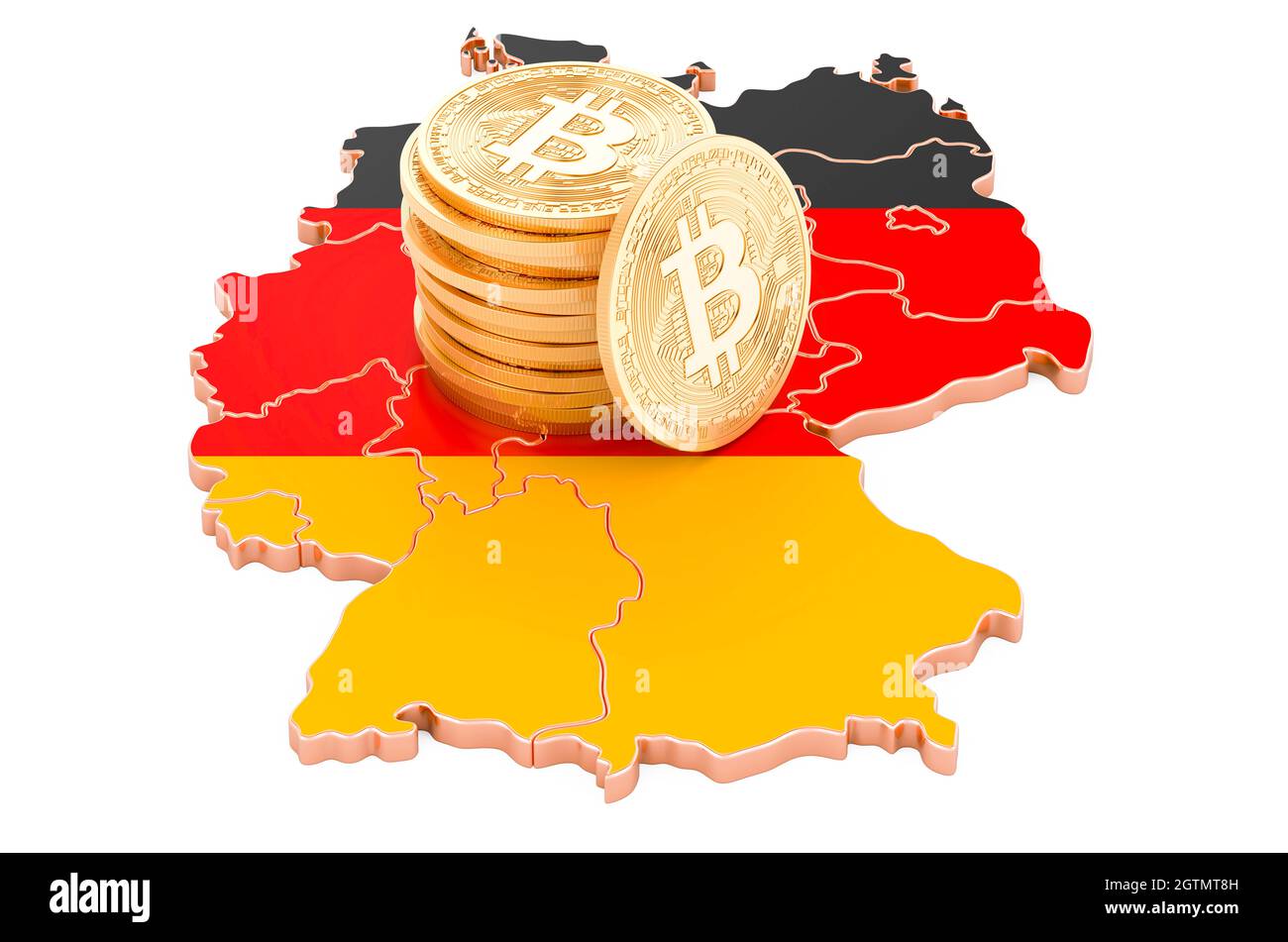 Germany flag on a bitcoin cryptocurrency coin. 3D Rendering Stock Photo -  Alamy
