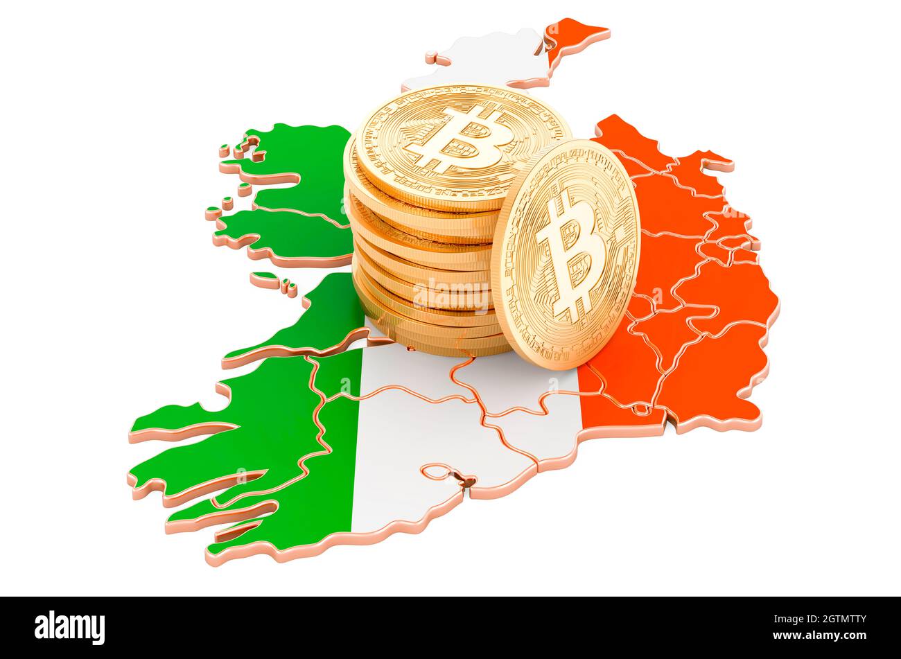 Bitcoin cryptocurrency in Ireland, 3D rendering isolated on white  background Stock Photo - Alamy