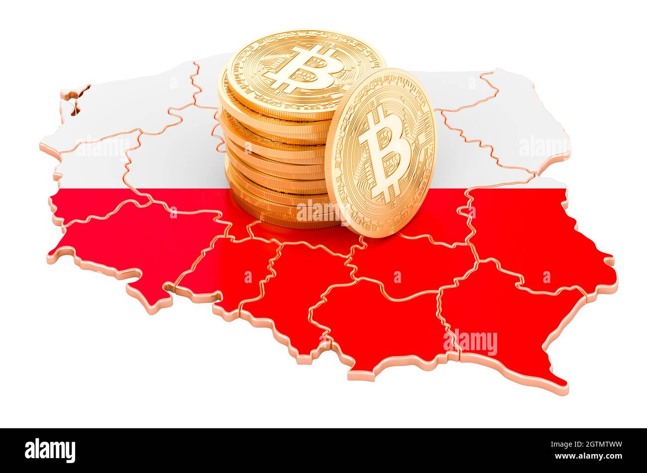 Bitcoin cryptocurrency in Poland, 3D rendering isolated on white background  Stock Photo - Alamy