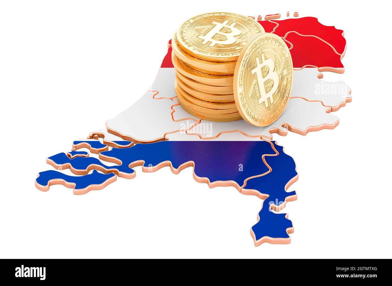 Bitcoin cryptocurrency in the Netherlands, 3D rendering isolated on white  background Stock Photo - Alamy