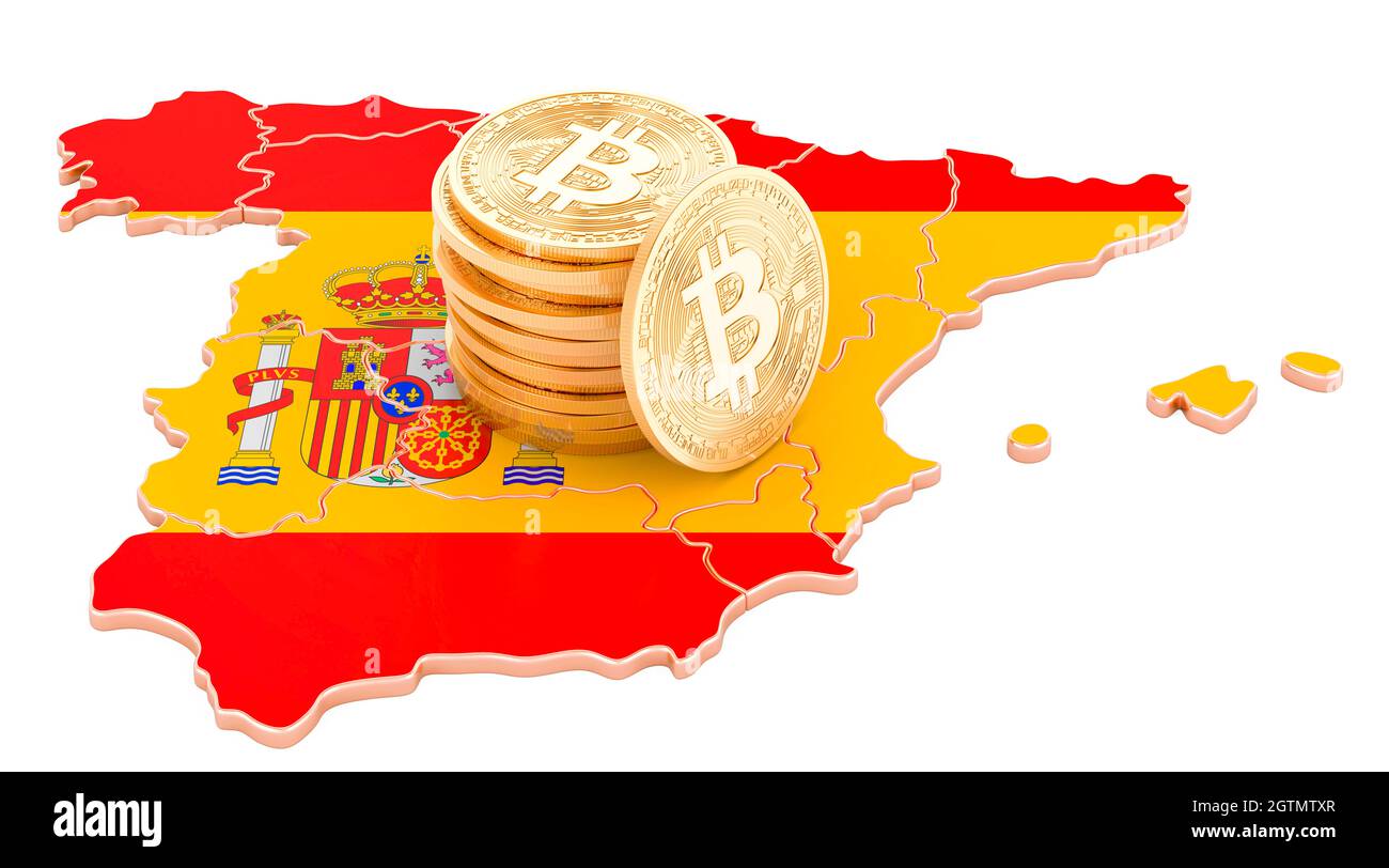 Bitcoin cryptocurrency in Spain, 3D rendering isolated on white background  Stock Photo - Alamy