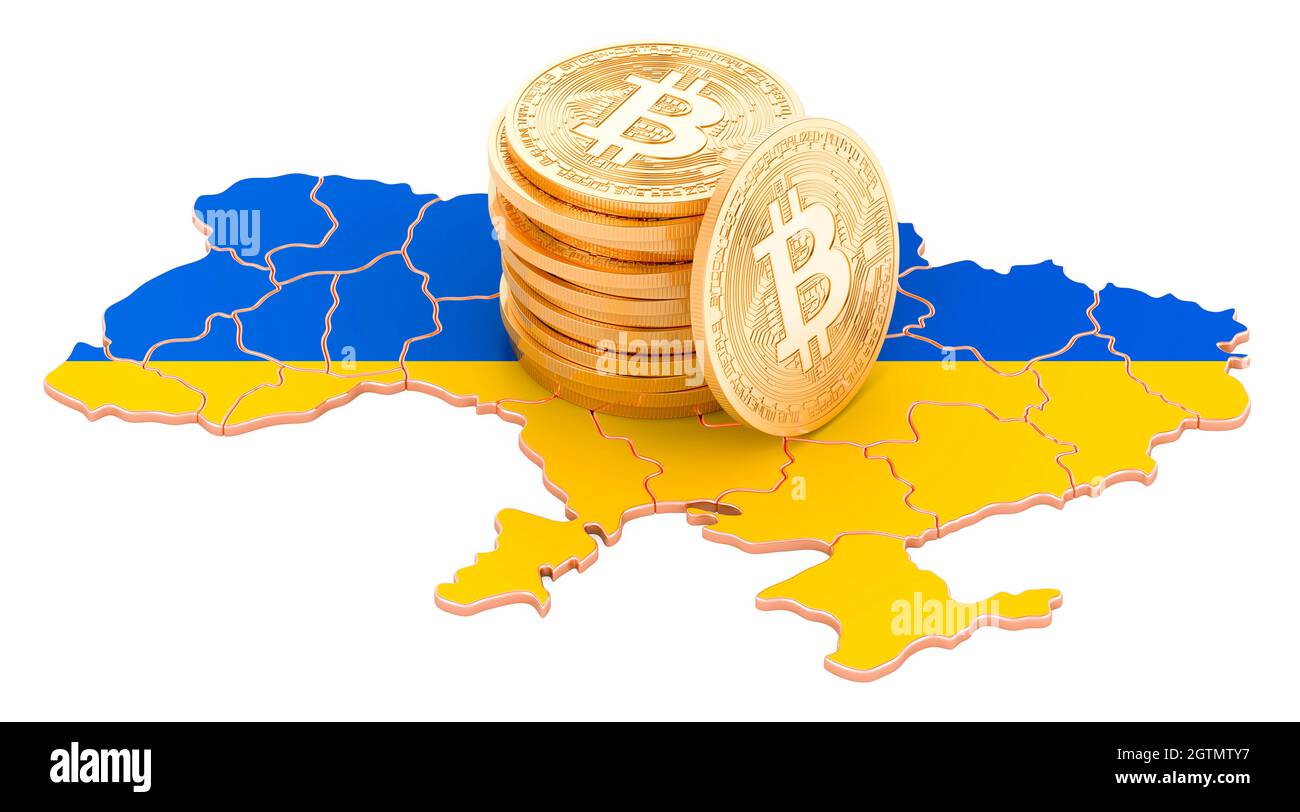 Bitcoin cryptocurrency in Ukraine, 3D rendering isolated on white  background Stock Photo - Alamy