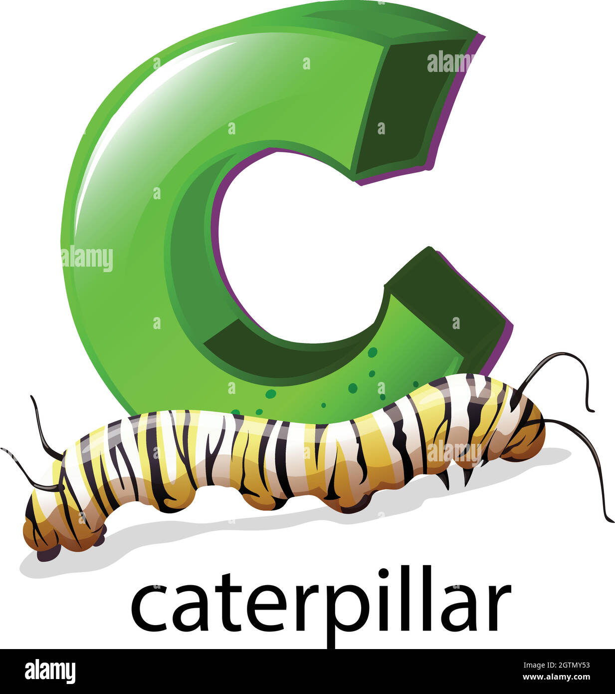 A letter C for caterpillar Stock Vector