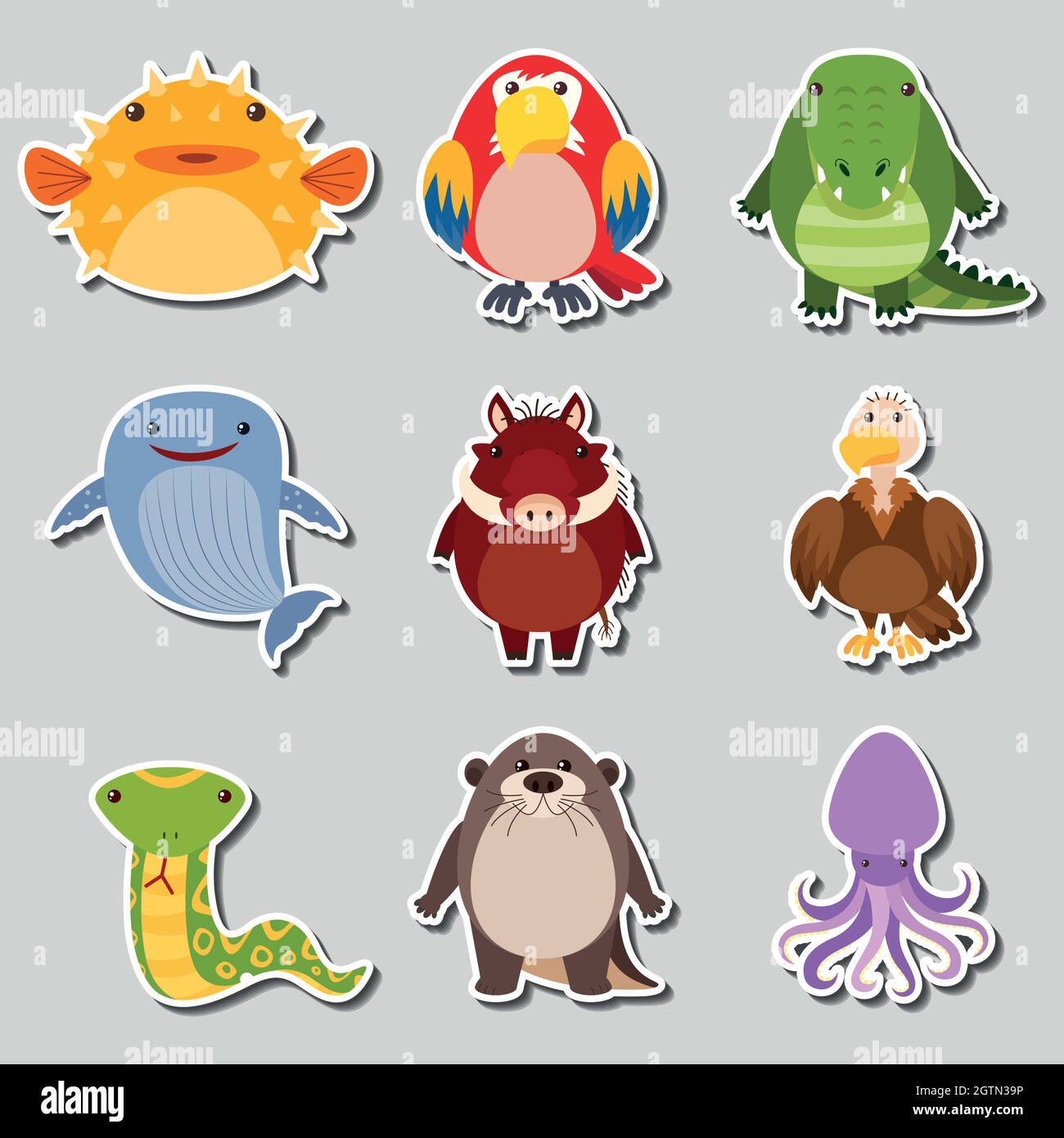 Sticker design with different types of animals Stock Vector Image & Art