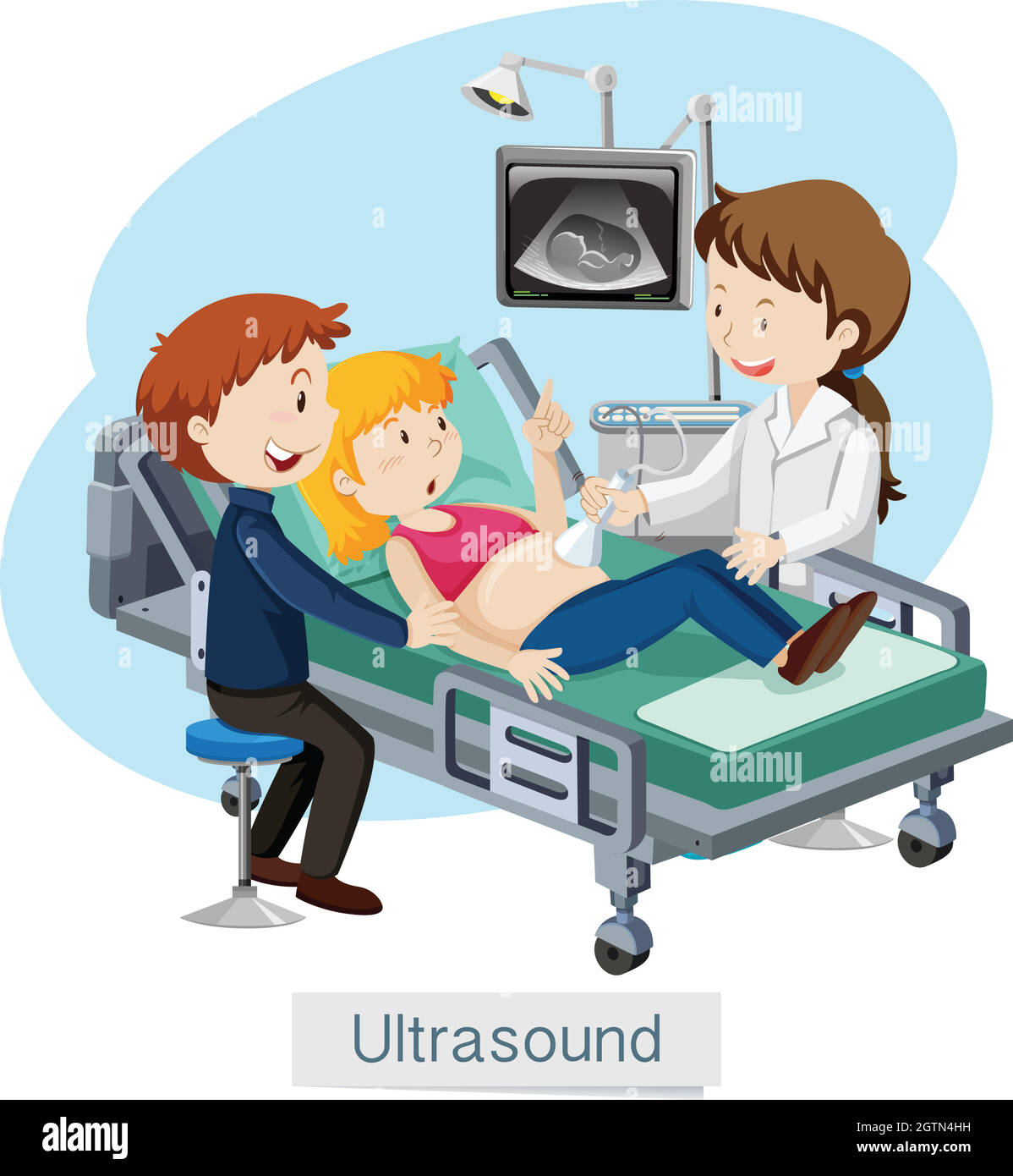 A Couple Ultrasound at Hospital Stock Vector