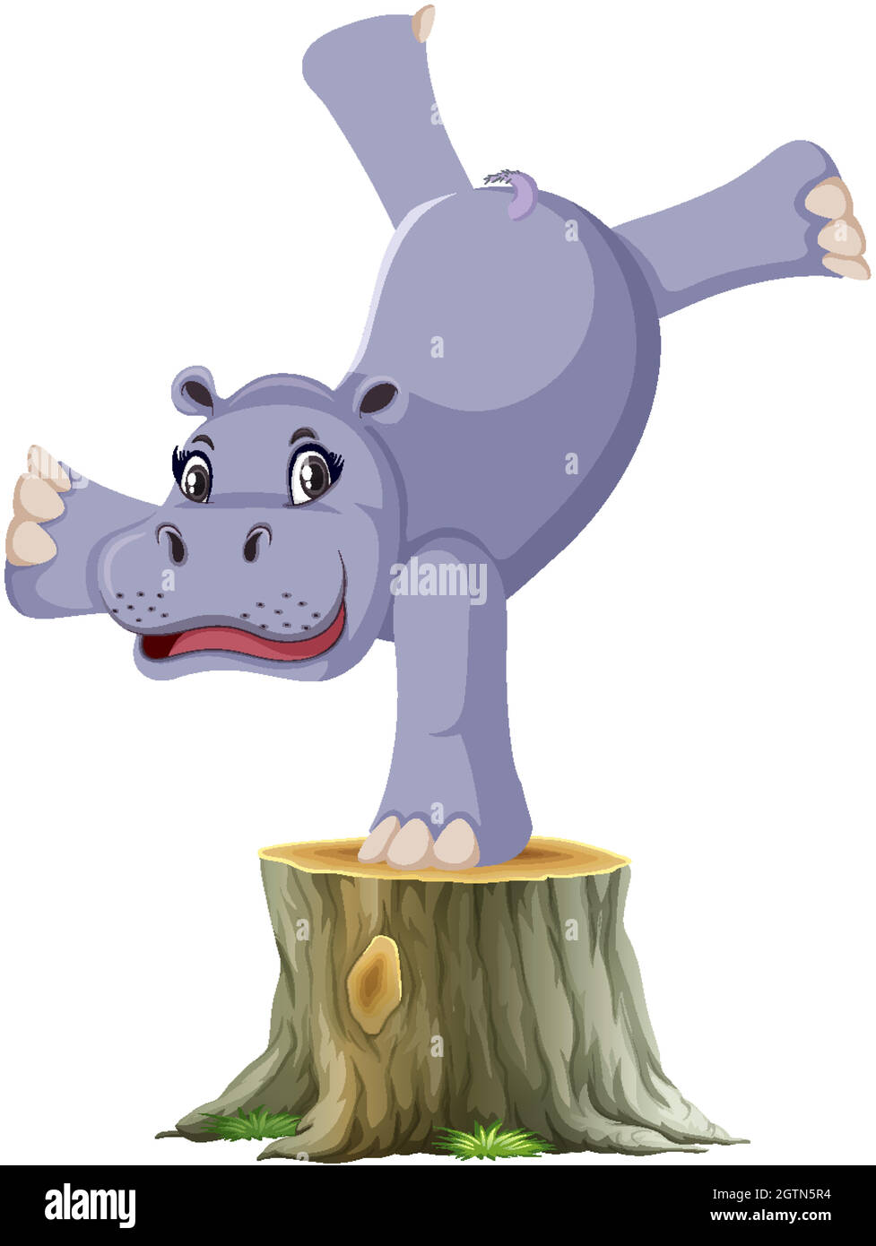 Hippopotamus standing on one hand Stock Vector