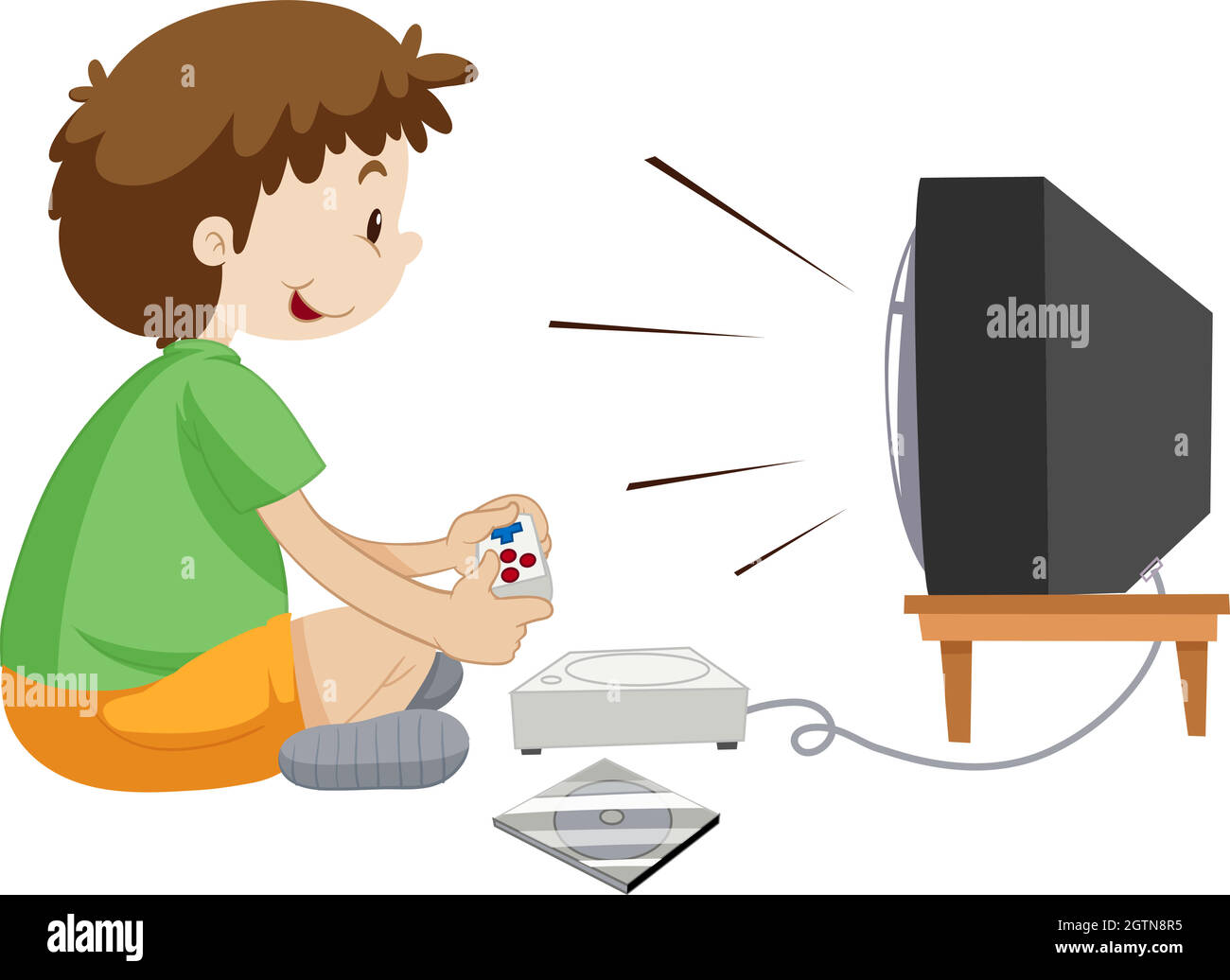 Boy playing vdo game alone Stock Vector