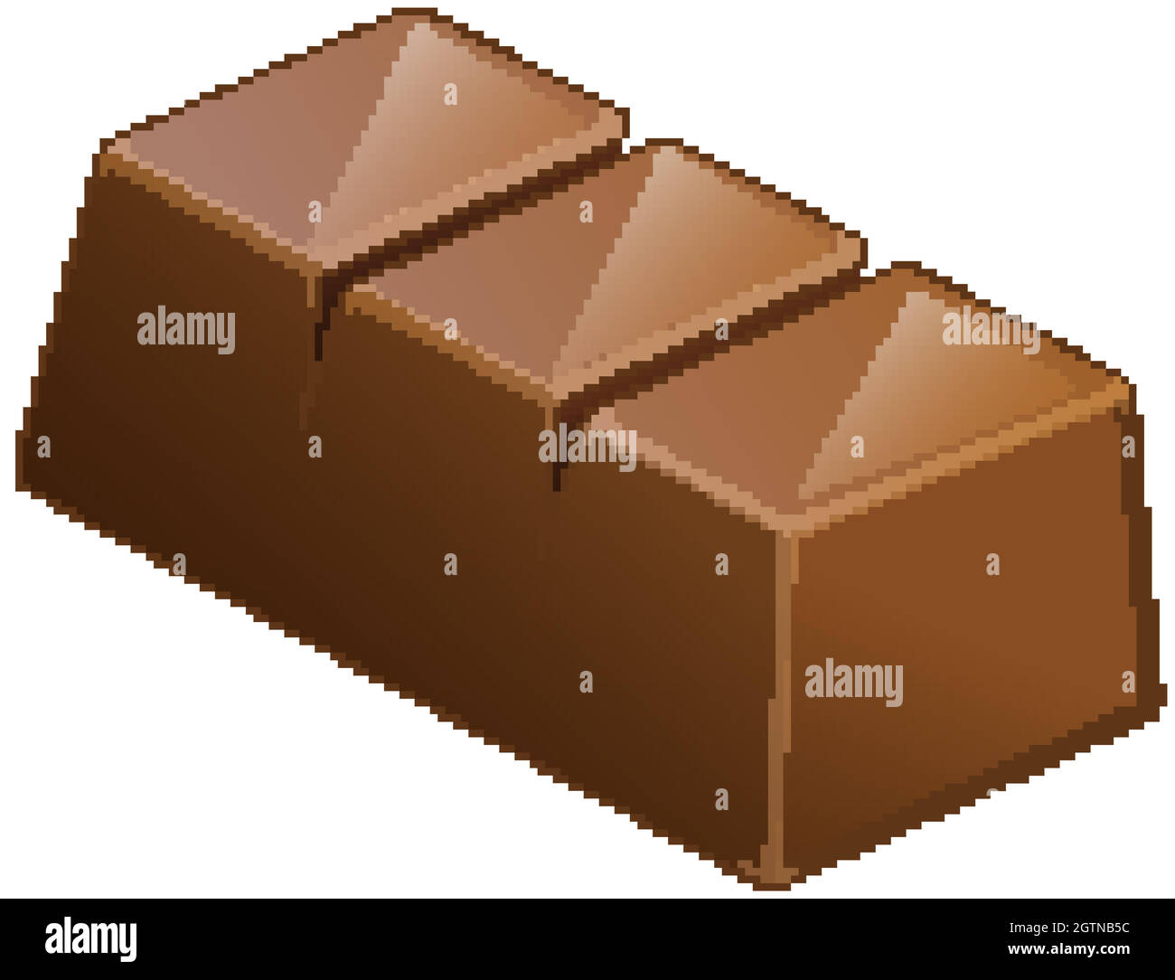 One piece of chocolate bar on white background Stock Vector