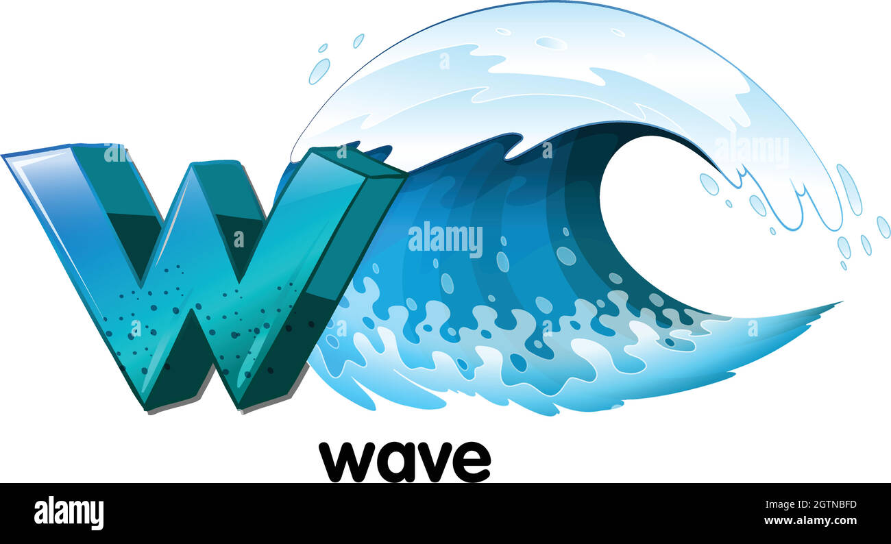 A letter W for wave Stock Vector