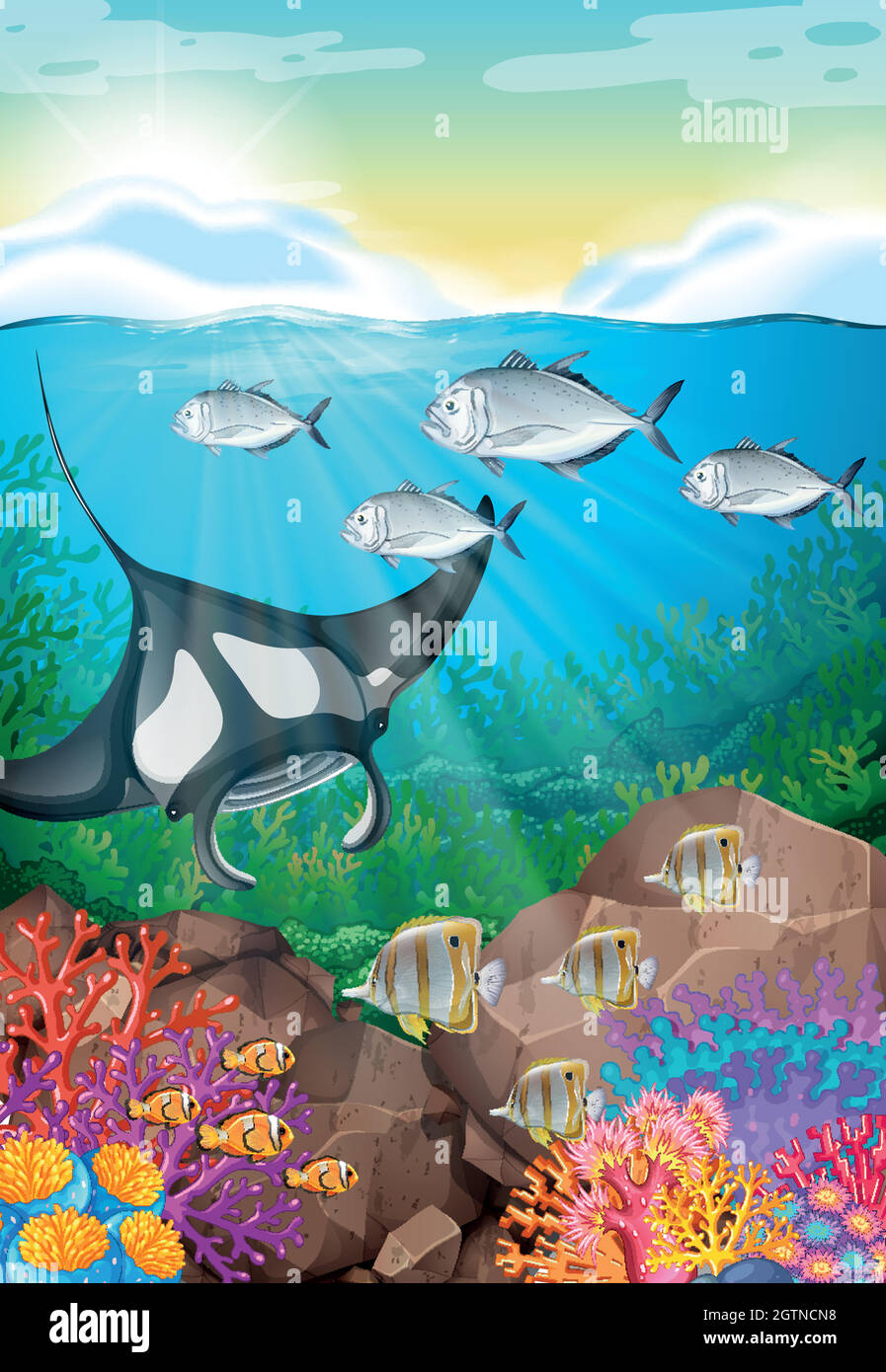 Many fish swimming under the ocean Stock Vector Image & Art - Alamy