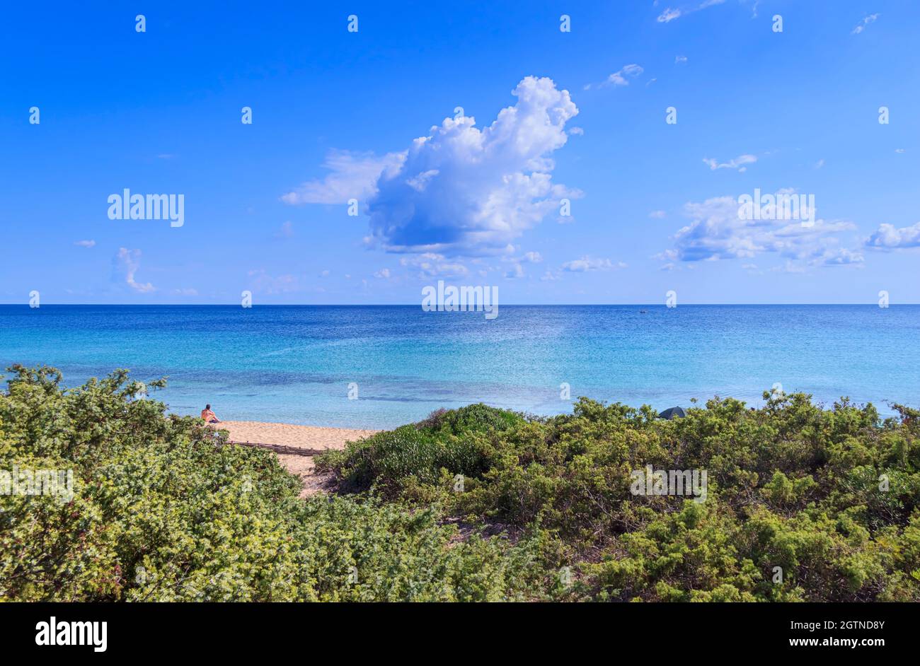 Relax sea.The most beautiful beaches of Puglia in Italy: Torre Colimena Beach in Salento. Stock Photo