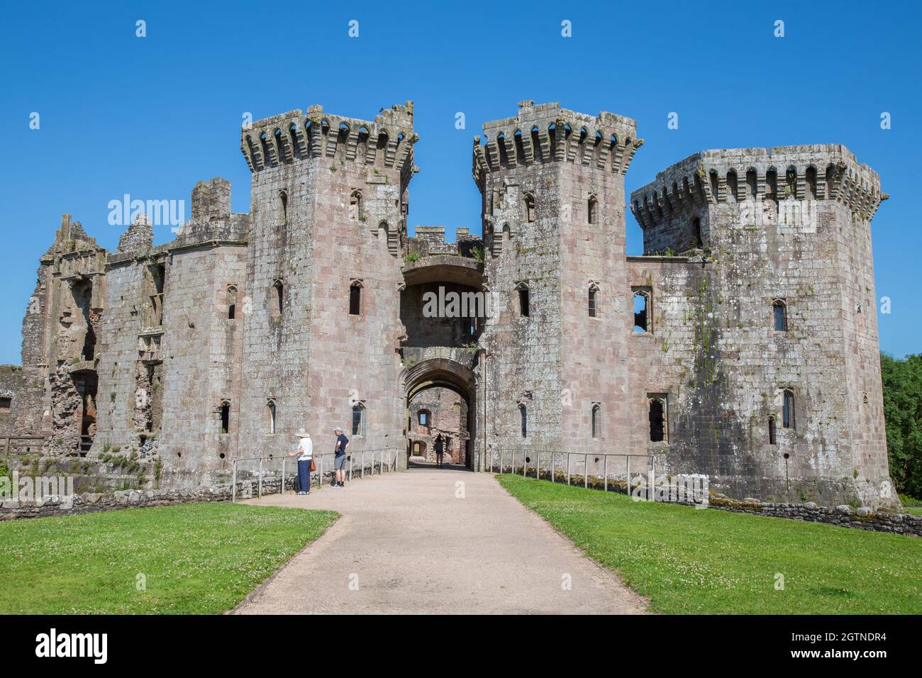 Raglan castle in Monmouthshire, Wales Stock Photo
