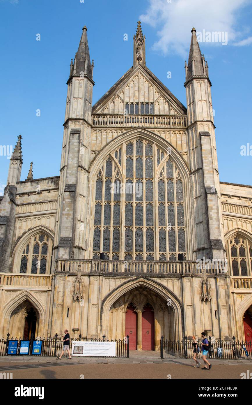 Front of Winchester Cathedral, Hampshire Stock Photo