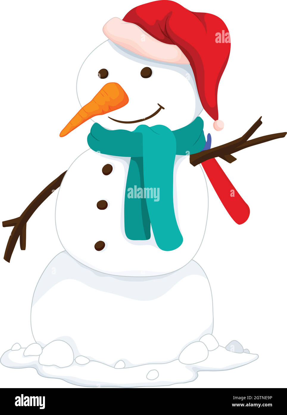 Snowman with hat and scarf Stock Vector