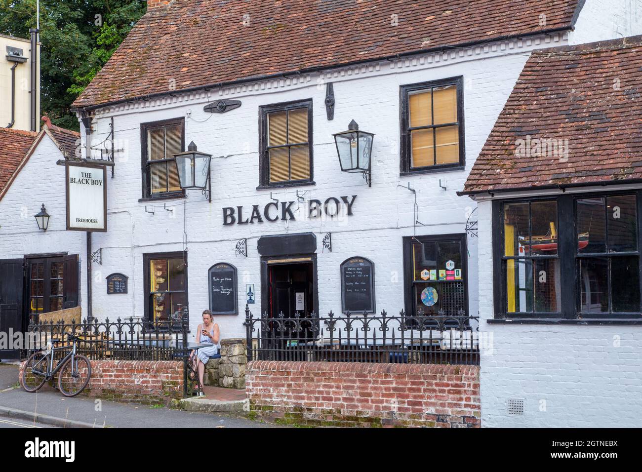 Black Boy pub in Winchester, Hampshire Stock Photo