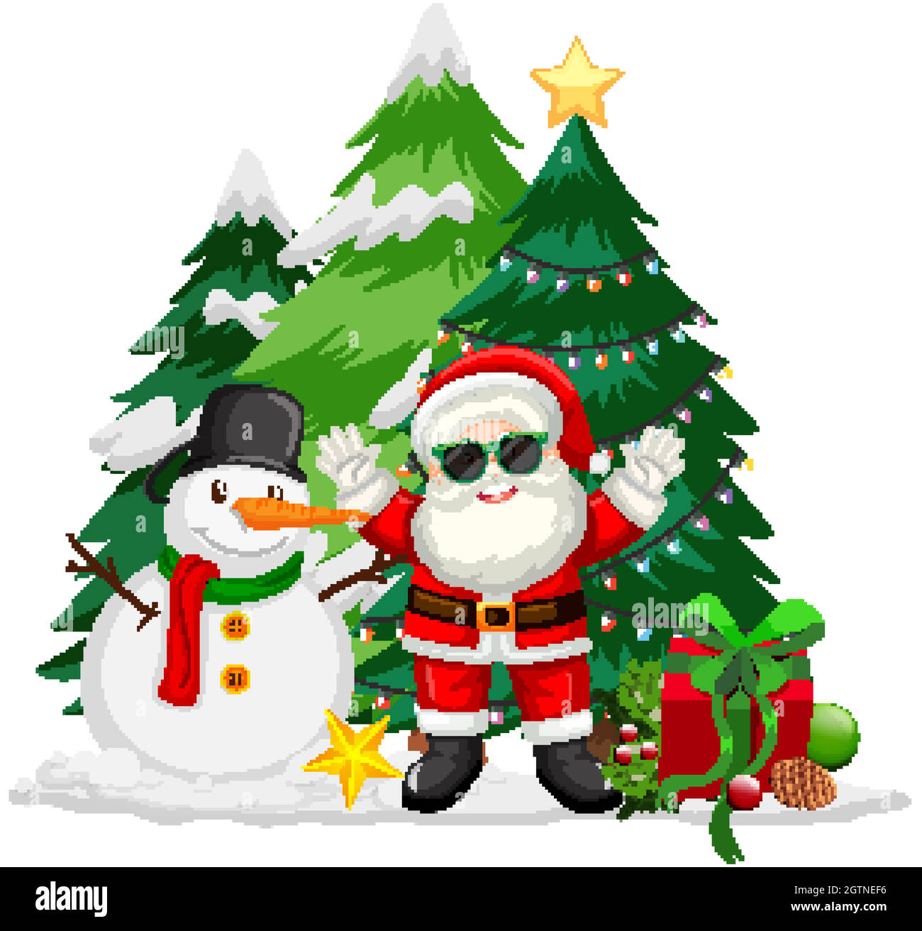Christmas theme with Santa and snowman Stock Vector