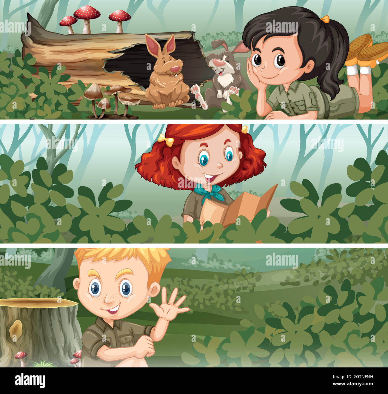 Children camping out in the woods Stock Vector Image & Art - Alamy